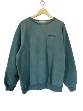 Vintage Oversized Campus Crew Washed Teal Cotton Sweatshirt Crewneck 90s